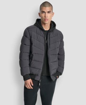 Men's Hooded Quilted Puffer Bomber Jacket