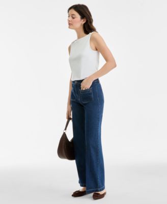 Women's Patch-Pocket High Rise Wide-Leg Jeans, Macy's Exclusive