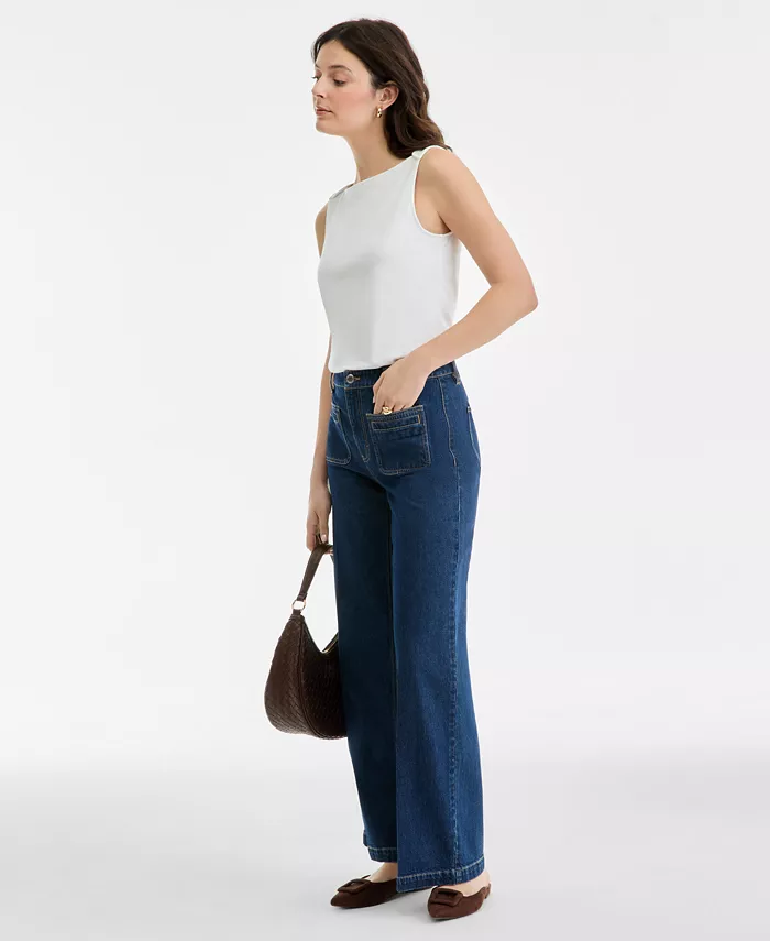 Women's Patch-Pocket High Rise Wide-Leg Jeans - thumbnail 6