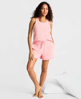 Women's Henley Tank & Shorts Pajama Set