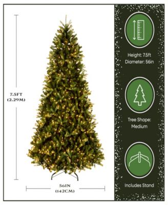 7.5' "Feel Real" Jersey Fraser Medium Fir Hinged Tree with 1000 Clear Lights