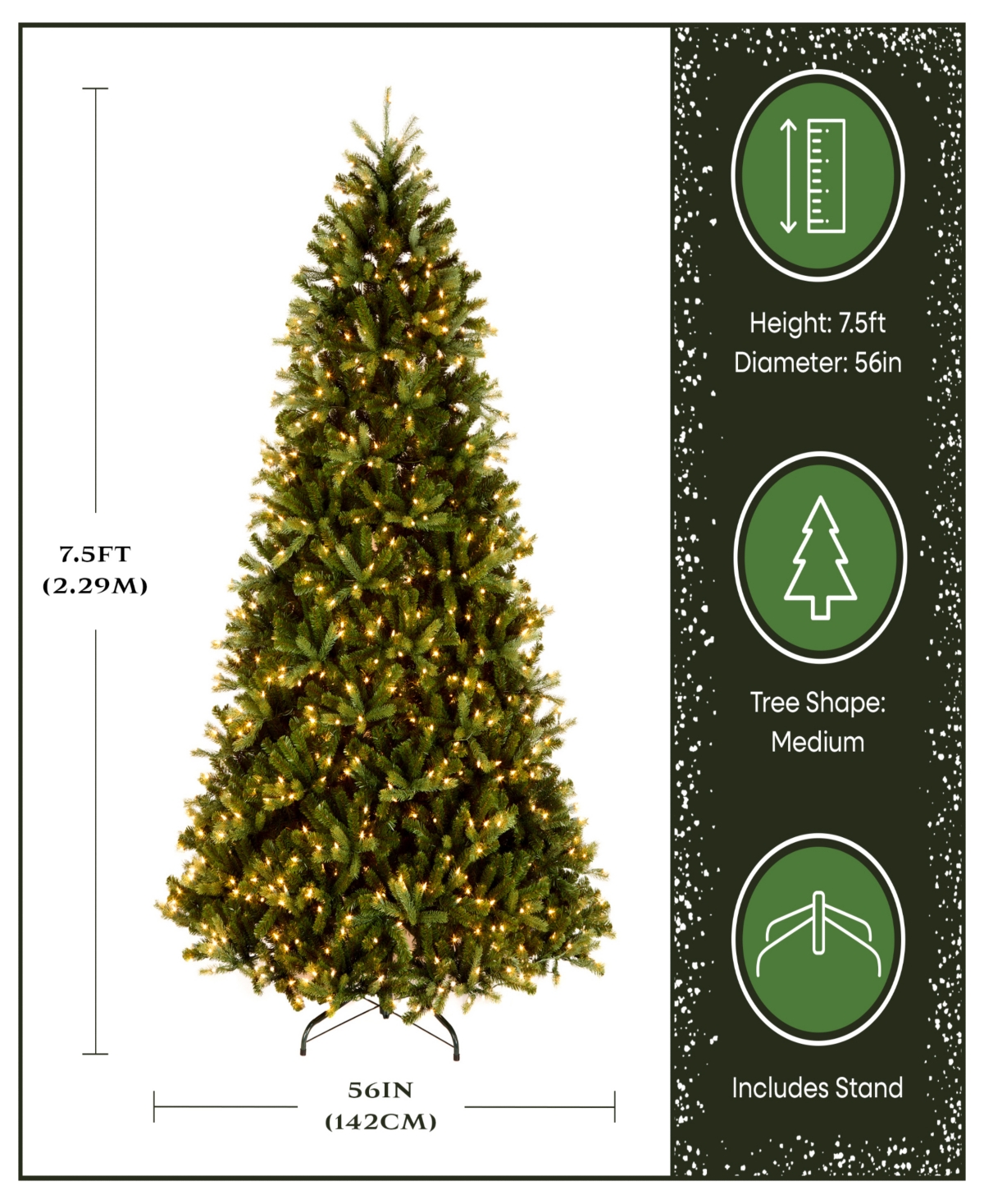 National Tree Company 7.5' "Feel Real" Jersey Fraser Medium Fir Hinged Tree with 1000 Clear Lights