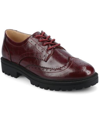 Journee Collection Women's Claudiya Lug Sole Lace Up Oxford Loafers