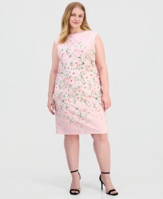 Plus Size Floral Sleeveless Sheath Dress