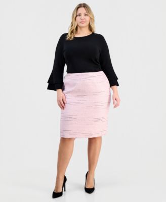 Plus Size Pencil Slim-Fit Tweed Skirt 