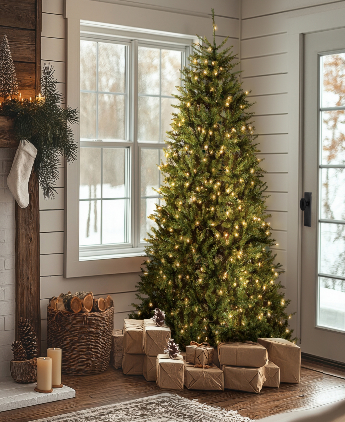National Tree Company 7.5' Dunhill Fir Hinged Tree with 750 Clear Lights