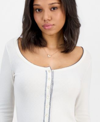 Juniors' Picot-Trim Pointelle Cardigan Knit Long-Sleeve