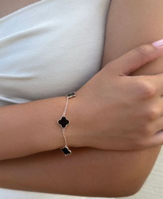Rose Gold Black Clover Station Bracelet