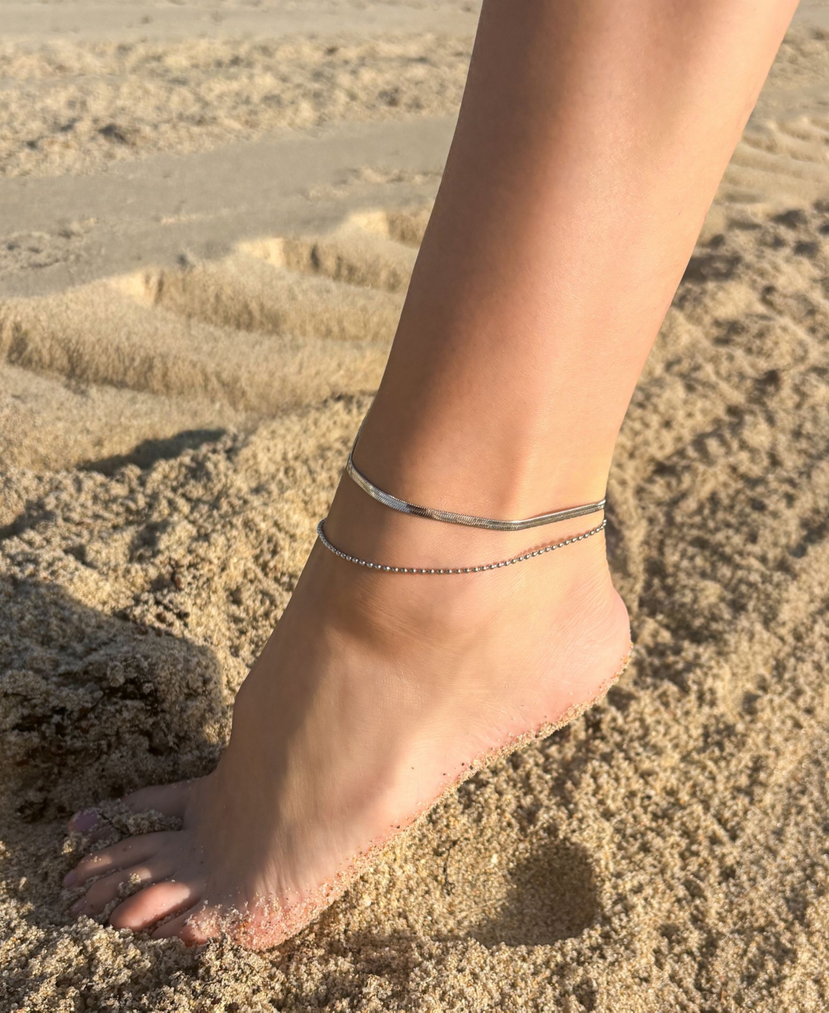 Adornia Tarnish Resistant Silver Layered Anklet