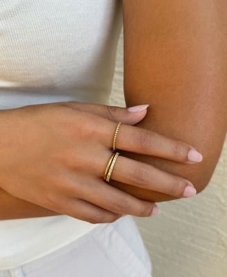 Gold CZ 3-Band Eternity Band Set