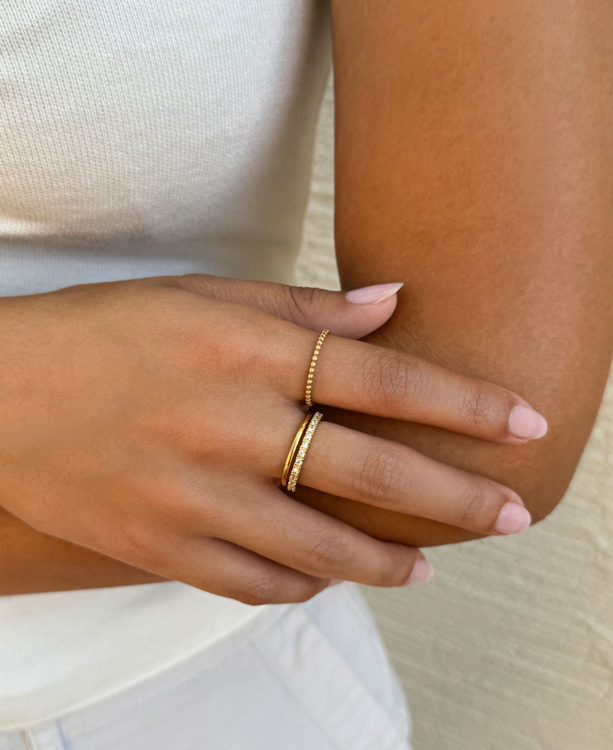 Adornia Gold Cz 3-Band Eternity Band Set