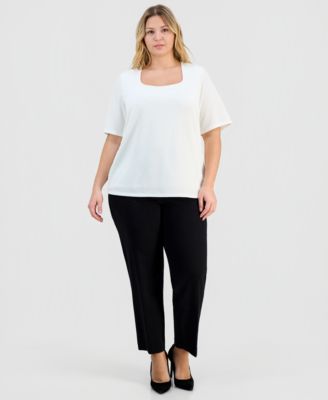 Trendy Plus Size Textured Square-Neck Top
