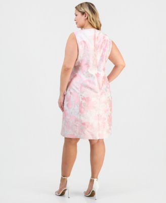 Plus Size Jacquard Empire-Seamed Sleeveless Dress