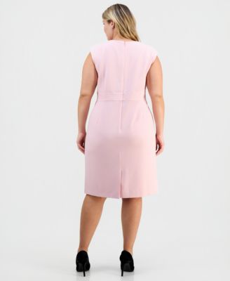 Plus Size Round-Neck Stretch-Crepe Sheath Dress