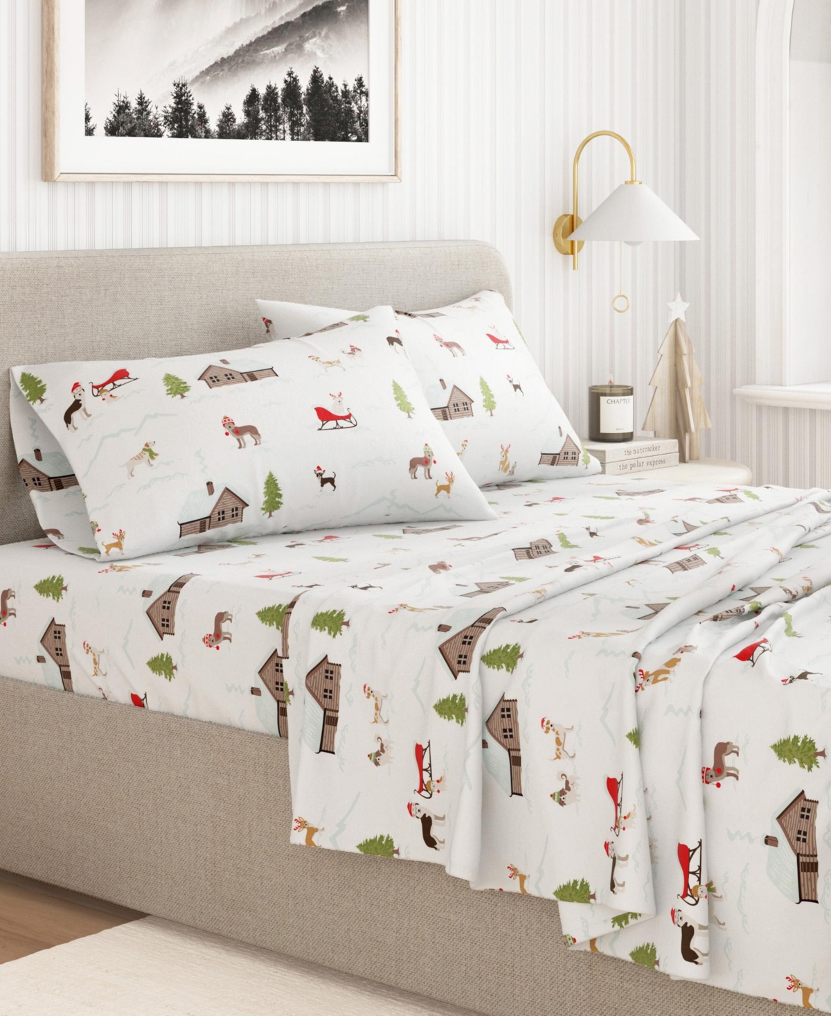 Linery & Co. Ultra-Soft Turkish Cotton Flannel Holiday Print Sheet Set