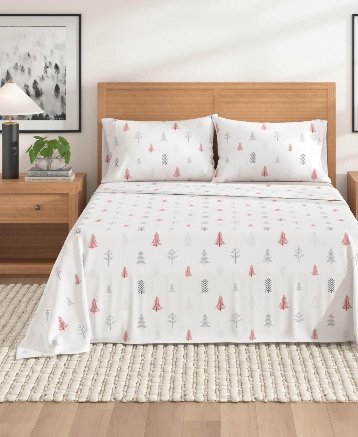 Linery & Co. 100% Turkish Cotton Winter Flannel Sheet Set - Winter trees