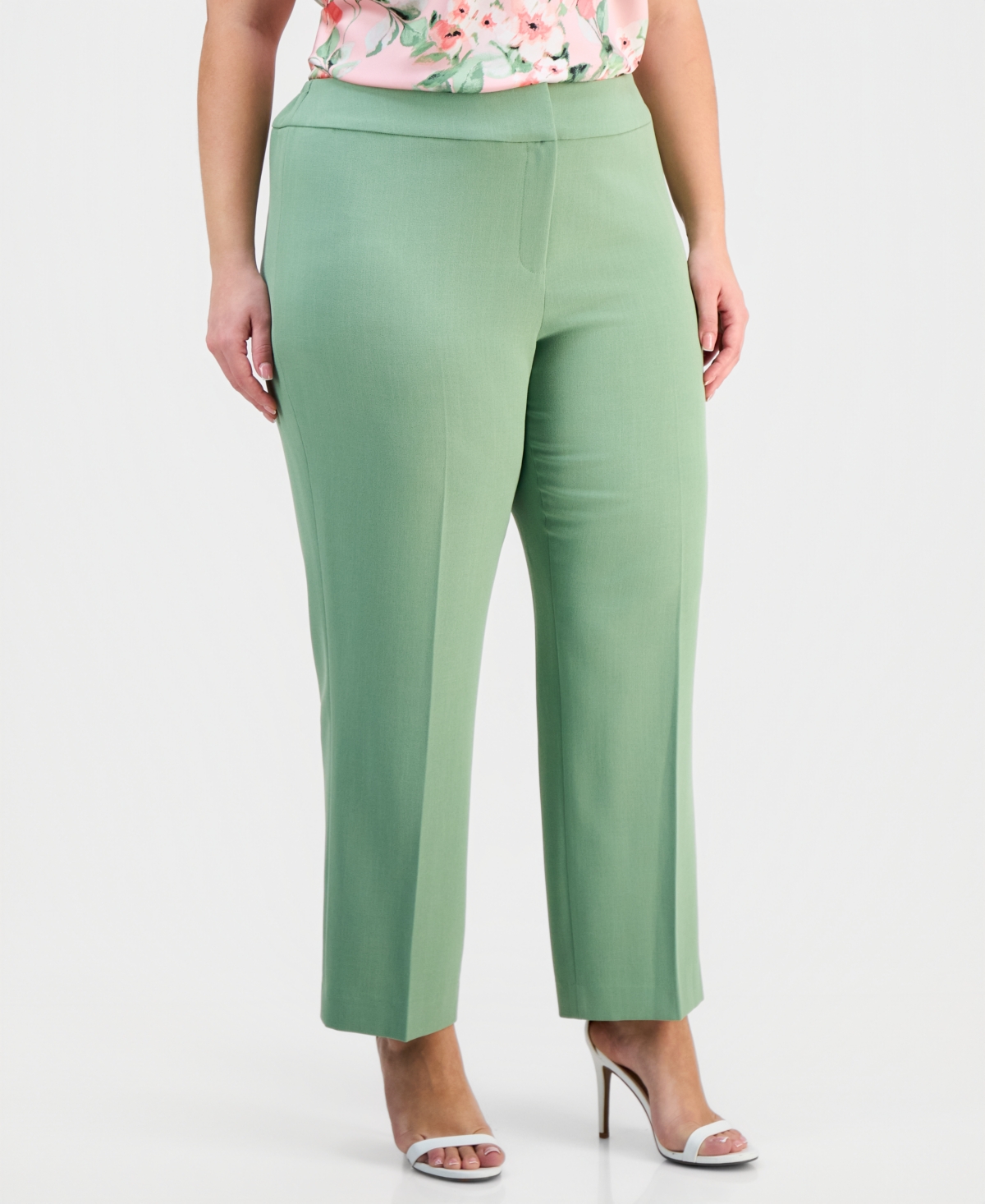 Kasper Plus High-Rise Stretch Crepe Pants