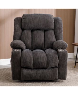 Up to 350 LBS Chenille Power Lift Recliner Chair, Heavy Duty Motion Mechanism with 8-Point Vibration Massage, USB and Type-C Ports, Grey