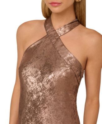 Women's Folied-Chiffon Halter Gown