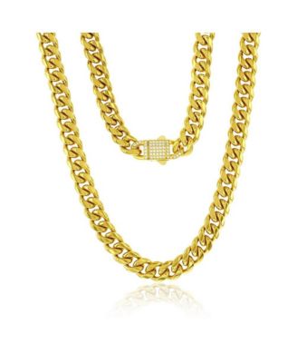 Stainless Steel Miami Cuban CZ Lock Necklace