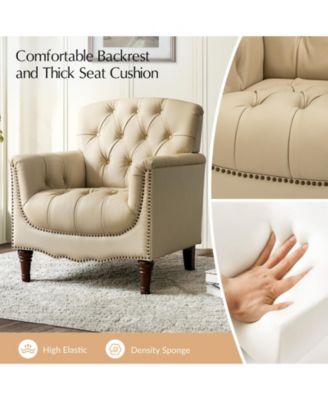 Sucher Modern Retro Wooden tufted Accent chair with Nailhead Trim