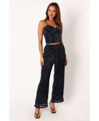Women's Sonja Wide Leg Pant - Black Teal