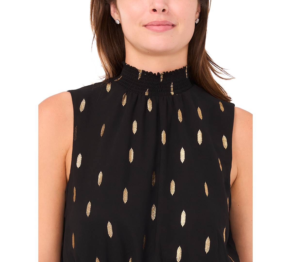 Msk Womens Sleeveless Dots Maxi Dress In Black