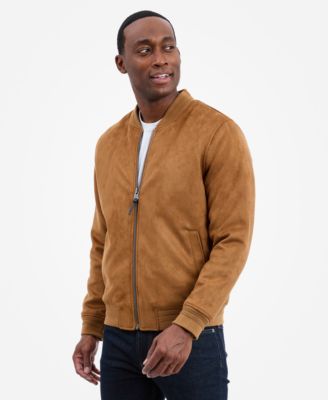 Men's Faux Suede Bomber Jacket