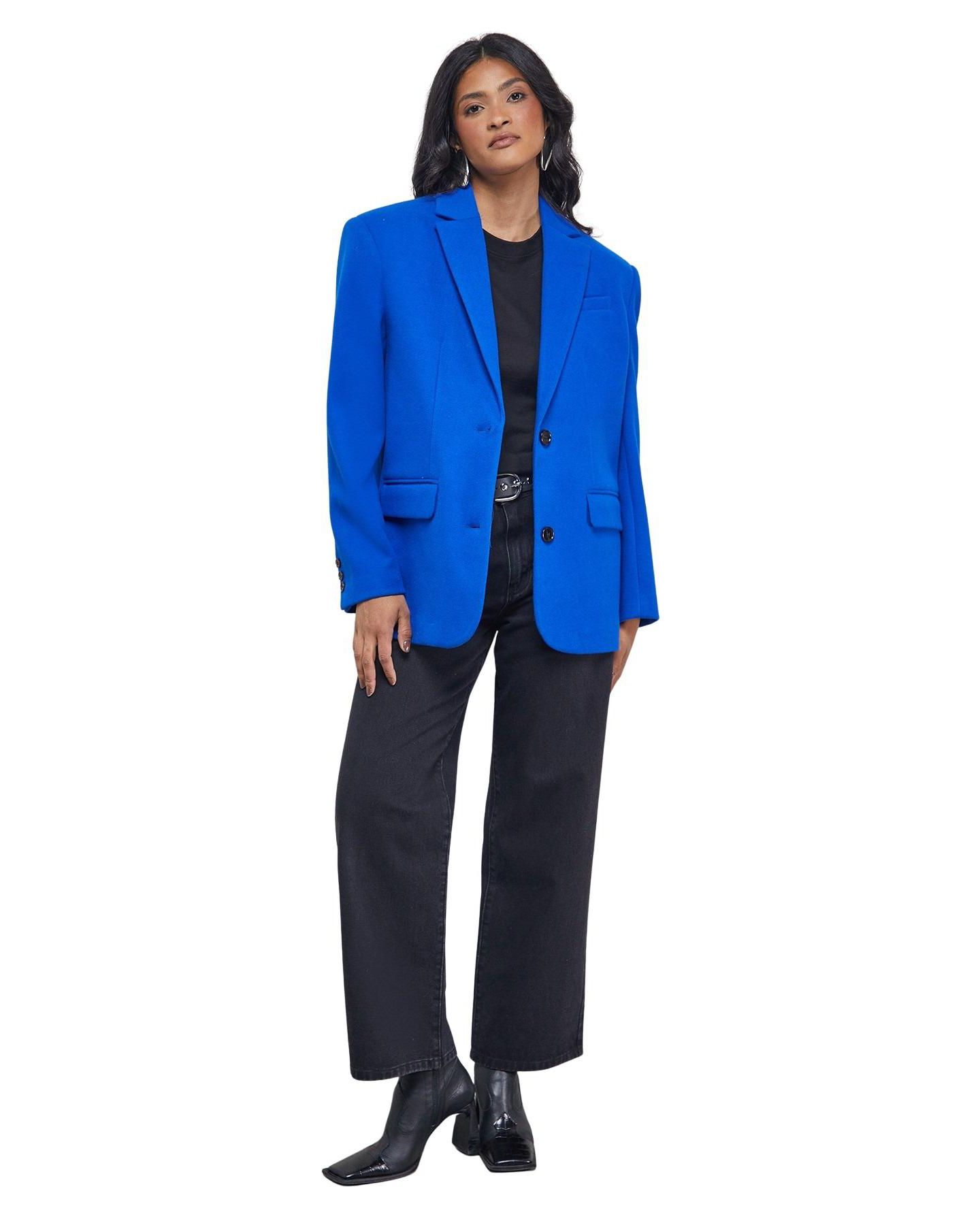 Женская куртка Warehouse Oversized Blazer, цвет: Тёмный синий — фото 2