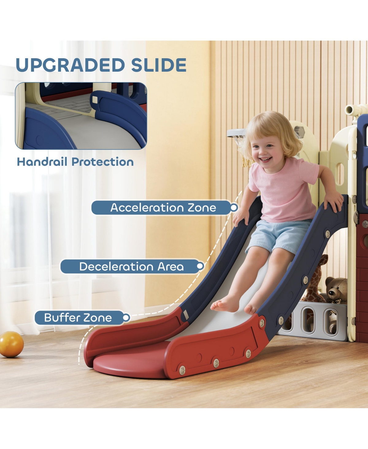 Qaba 8 in 1 Toddler Slide Set for Kids Ages 1-6 Indoor Outdoor Playground