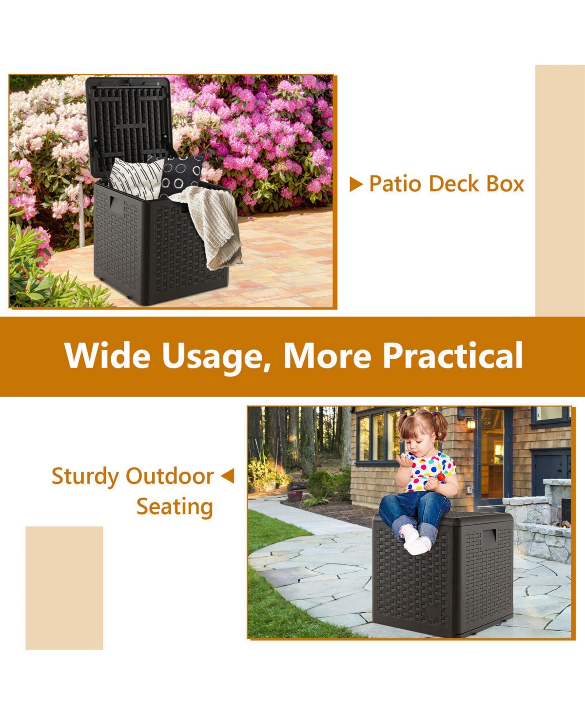 Sugift 31/73/100 Gallon All Weather Storage Container with Lockable Lid-s