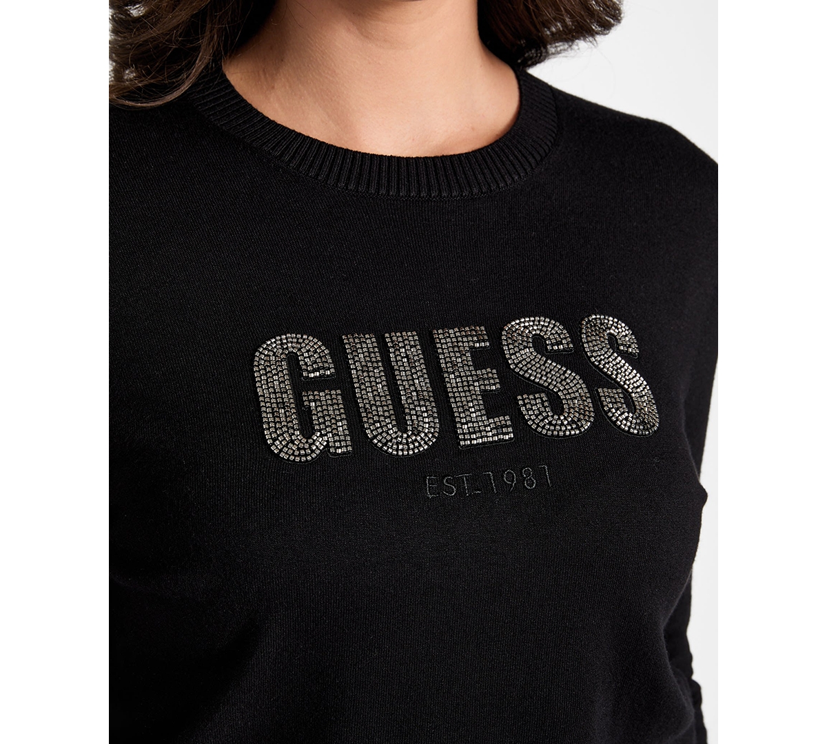Guess Women's Long-Sleeve Crewneck Norah Logo Sweater