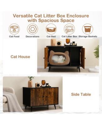Industrial Cat Litter Box Enclosure with Divider and Cat-Shaped Entries
