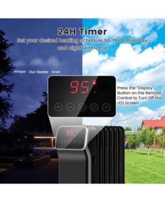 1500W Oil Filled Radiator Heater with Remote Control 3 Modes 24H Timer