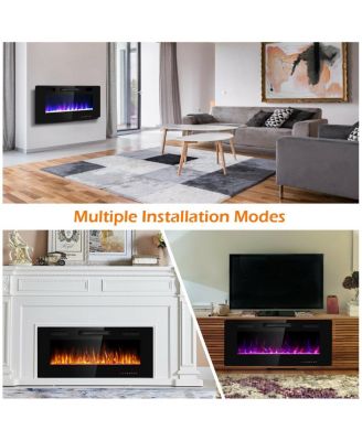 42 Inch Recessed Ultra Thin Electric Fireplace with Timer