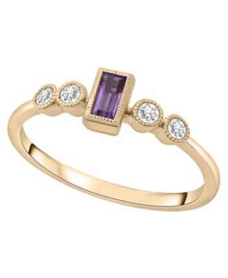 Macy's - Amethyst (1/6 ct. t.w.) & Diamond (1/10 ct. t.w.) Bugget Ring in 14K Gold-Plated Over Sterling Silver