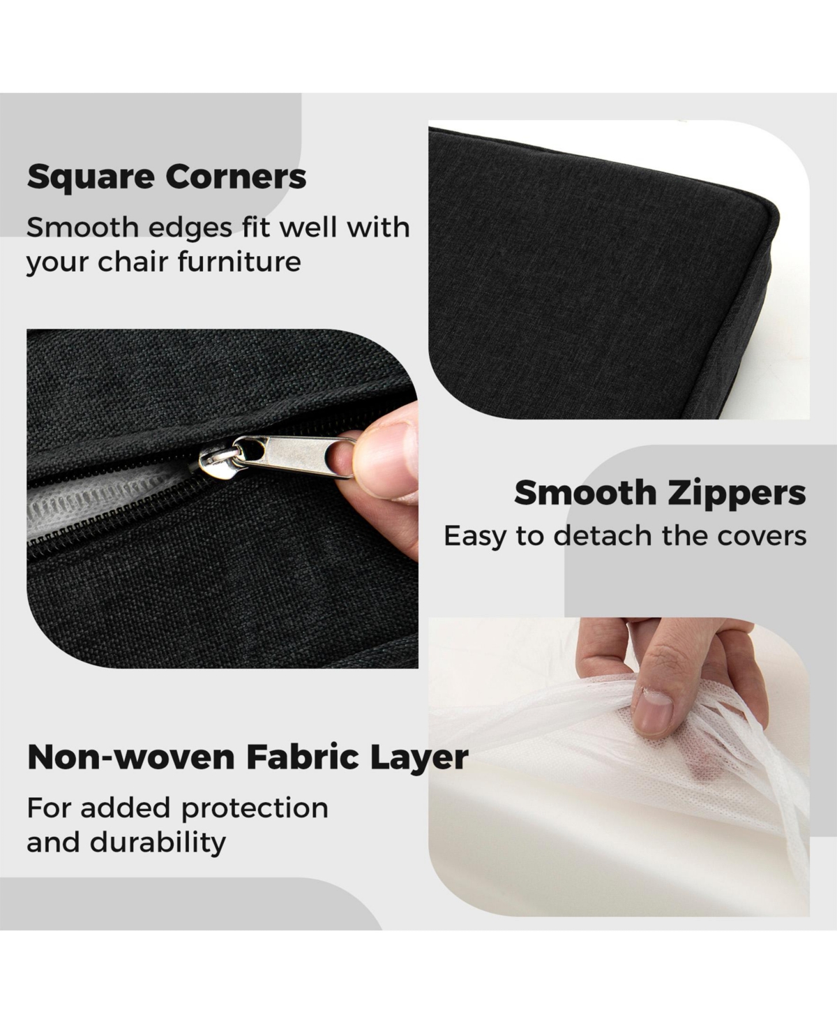 Sugift 2-Pack Outdoor Patio Cushion Set with Removable Covers-Black