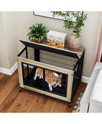 Industrial Dog Kennel with Flip-up Top 3 Lockable Doors and Removable Tray