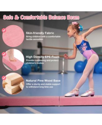 Folding Balance Beam with Solid Wood Base and Anti-slip Bottom