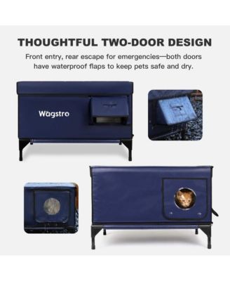 Flagship Outdoor Heated Cat House — Navy Blue