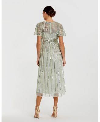 Women's Embellished Short Sleeve Empire Waist Dress