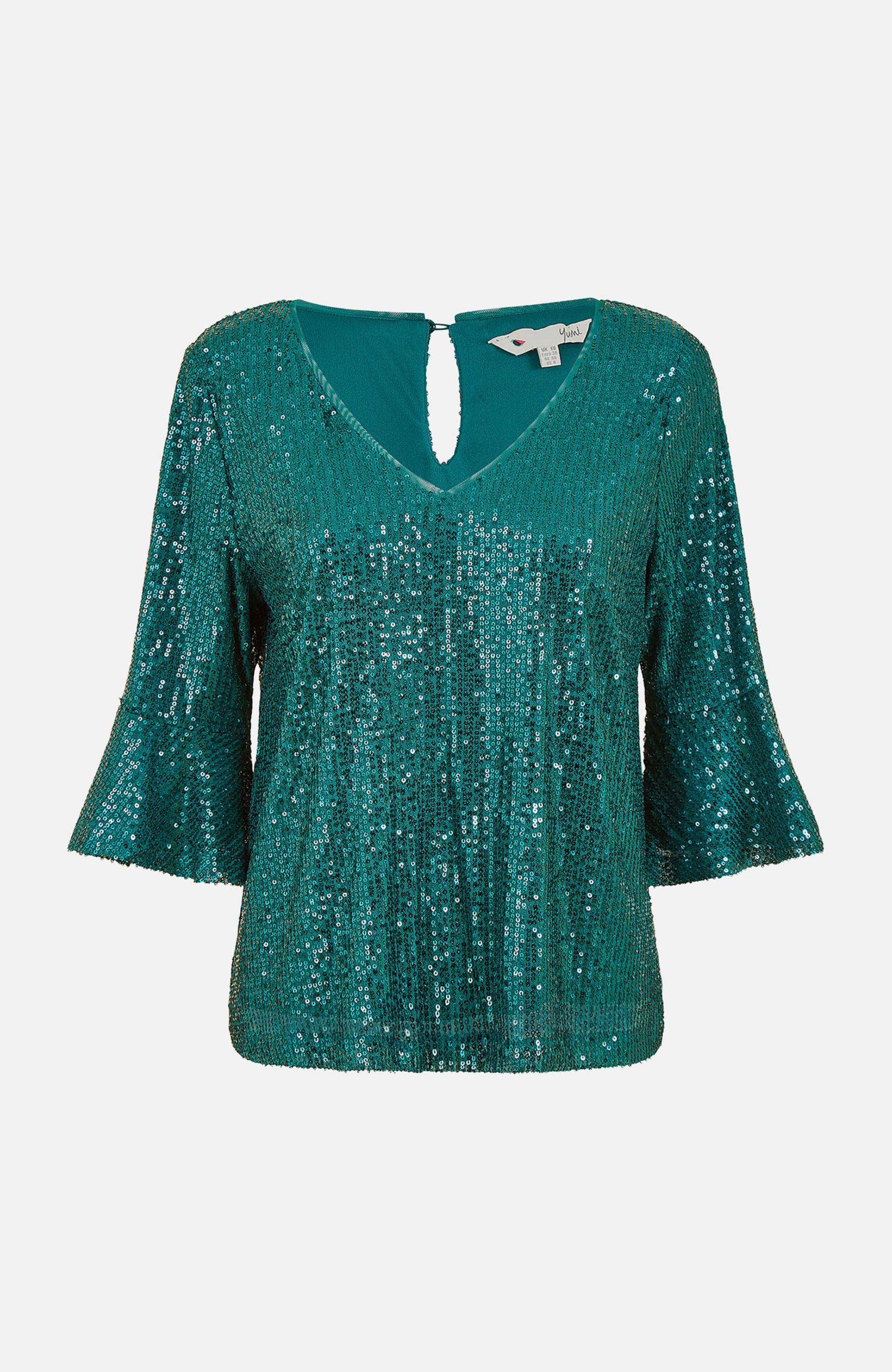 Women's Fluted Sleeve Sequin Top