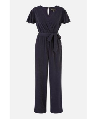 Women's Sparkle Stretch Wrap Over Jumpsuit