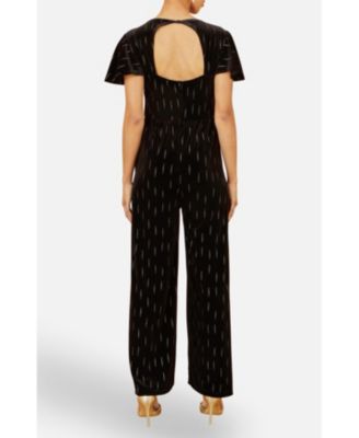 Women's Foil Print Velvet Jumpsuit