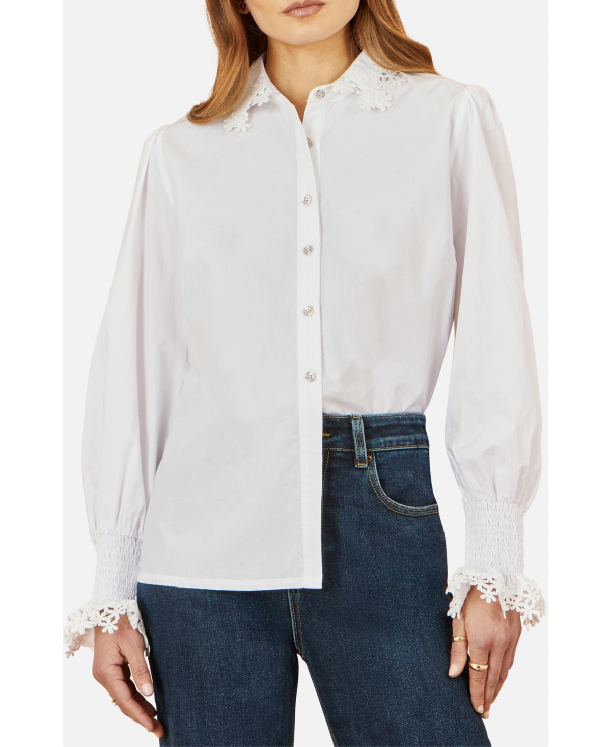 Yumi Women's Lace Trim Shirt