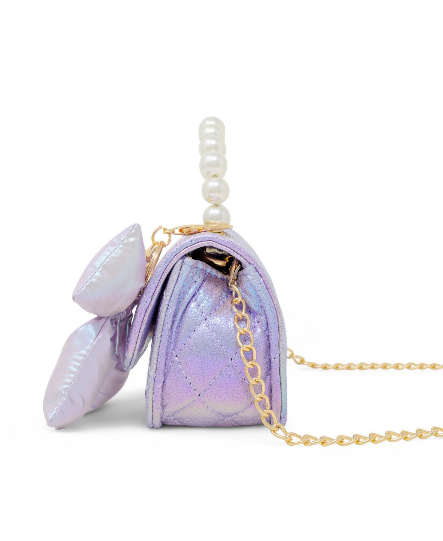 Сумка ZOMI GEMS Shiny Quilted Fluffy Bow Handbag для девочек, цвет: Фиолетовый — фото 2