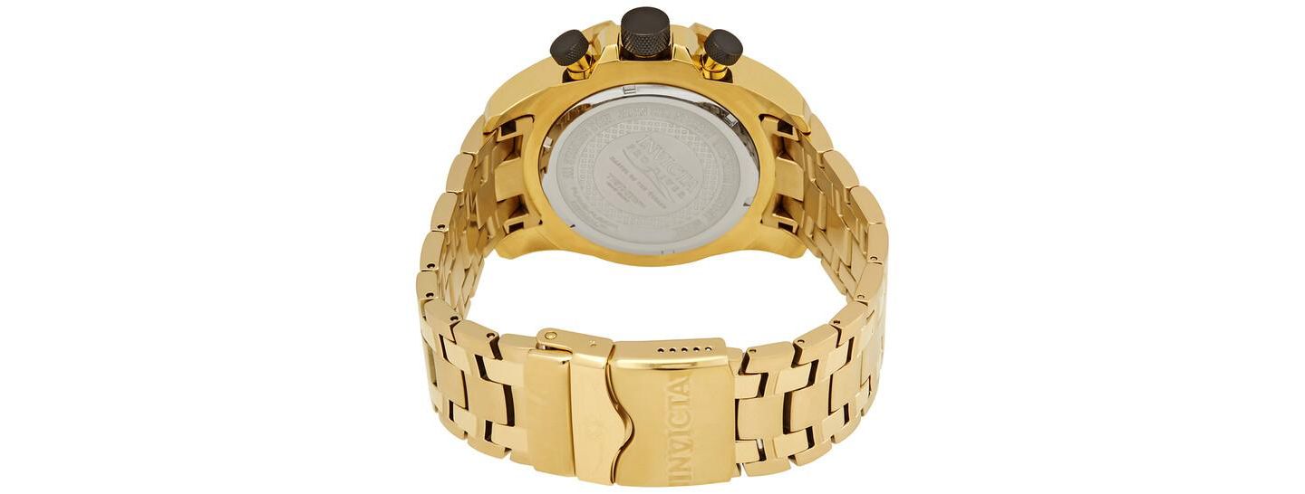 Мужские часы Invicta Quartz Chronograph Pro Diver - Gold Strap, Round Case Diameter 48mm, цвет: Золотой — фото 3