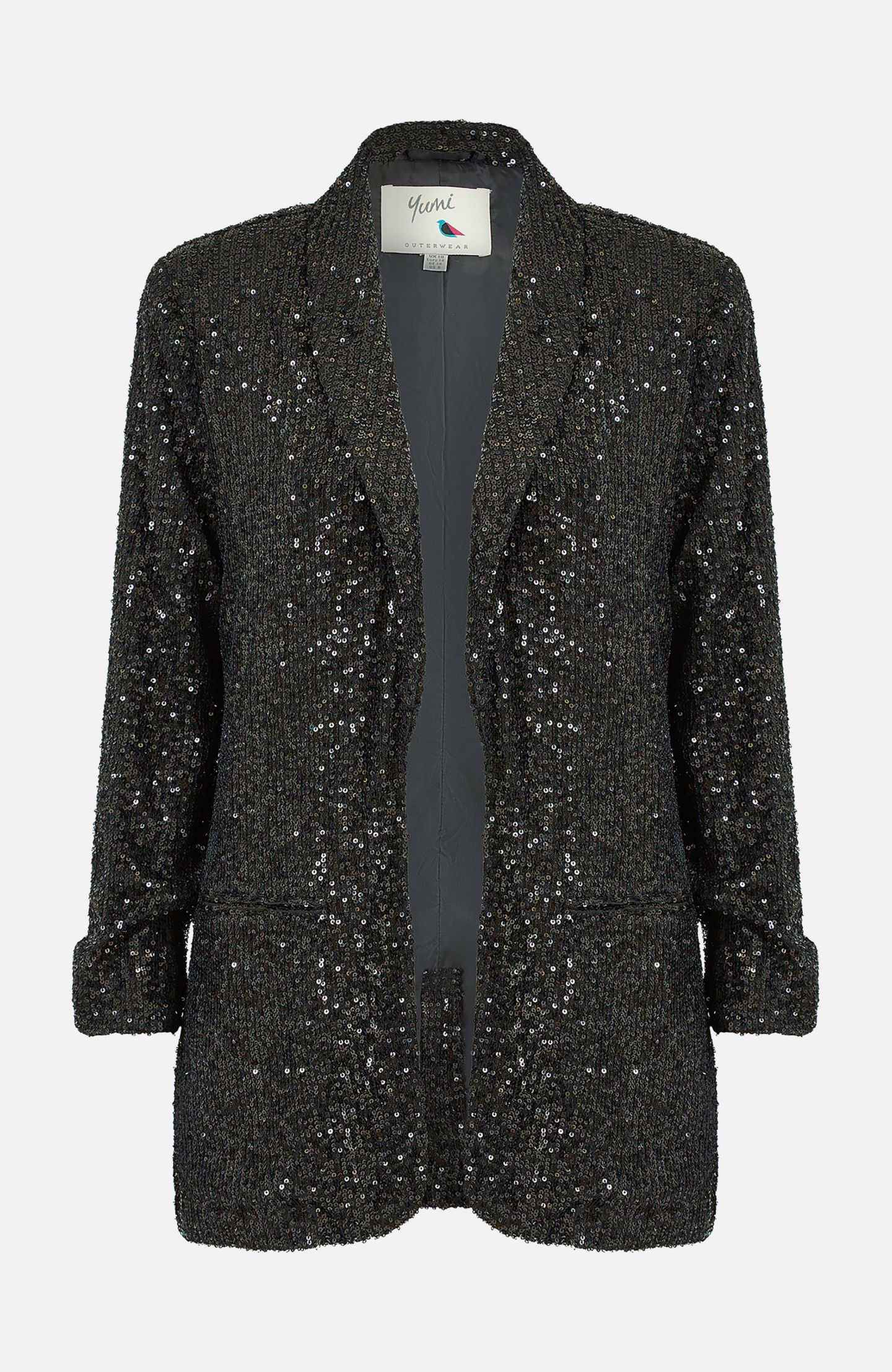 Женский пиджак Yumi Sequin Blazer With Pockets, цвет: Чёрный — фото 4