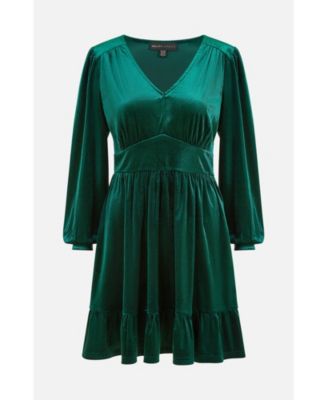 Women's Velvet Long Sleeve Skater Dress