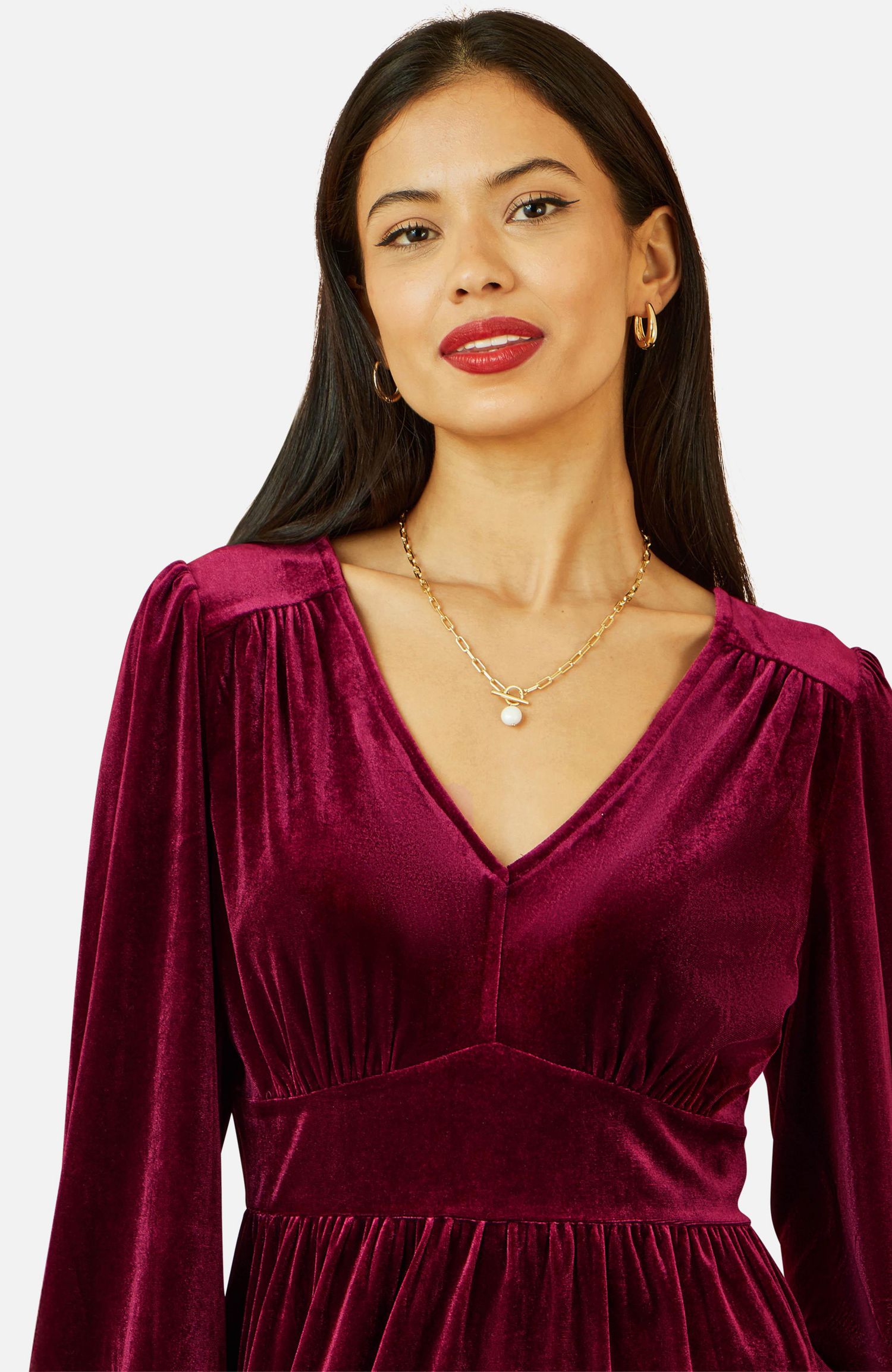 Women's Velvet Long Sleeve Skater Dress
